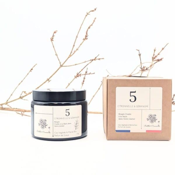 Bougie Parfumée Citronnelle Géranium 5 - Grande 470 Gr