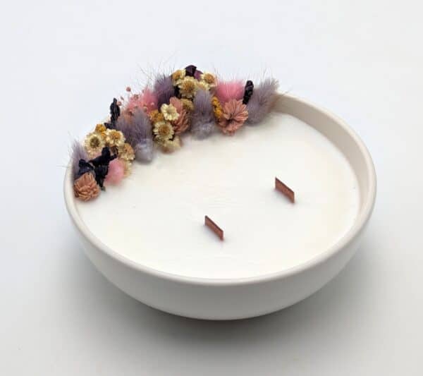 Grande Bougie Fleurs Séchées - Violette