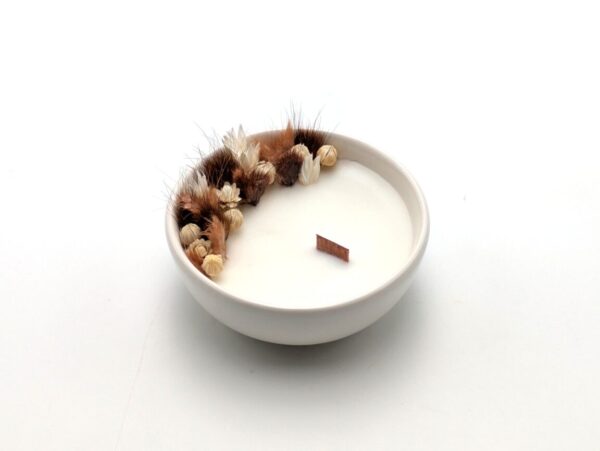 Mini bougie Fleurs séchées Marron Glacé.