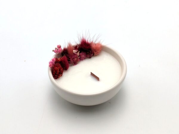 Mini bougie fleurs séchées cerise.