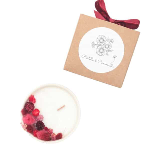 Mini Bougie Fleurs Séchées - Parfumée Cerise