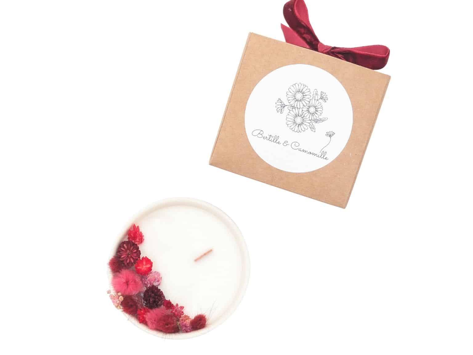 Mini Bougie Fleurs Séchées - Parfumée Cerise