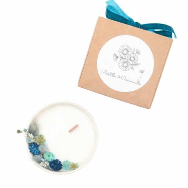 Petite bougie fleurs séchées - Eucalyptus Orange