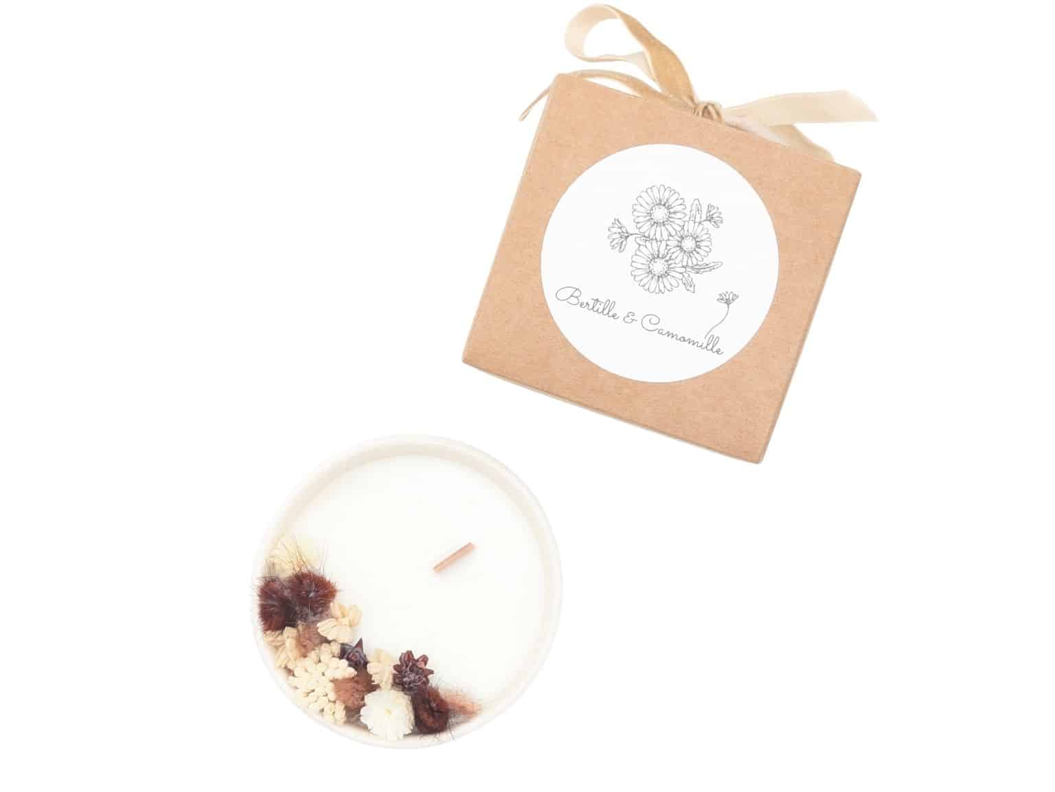 Mini Bougie Fleurs Séchées - Parfumée Marron Glacé