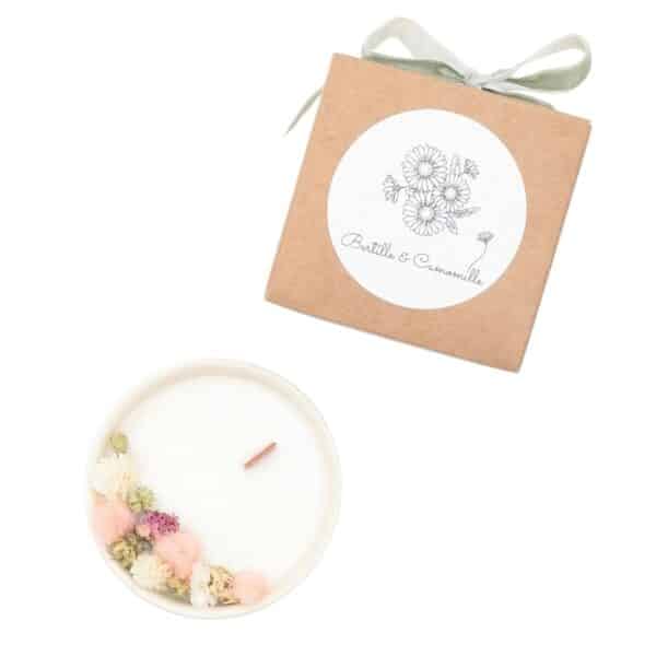 Mini Bougie Fleurs Séchées - Parfumée Rose Ancienne