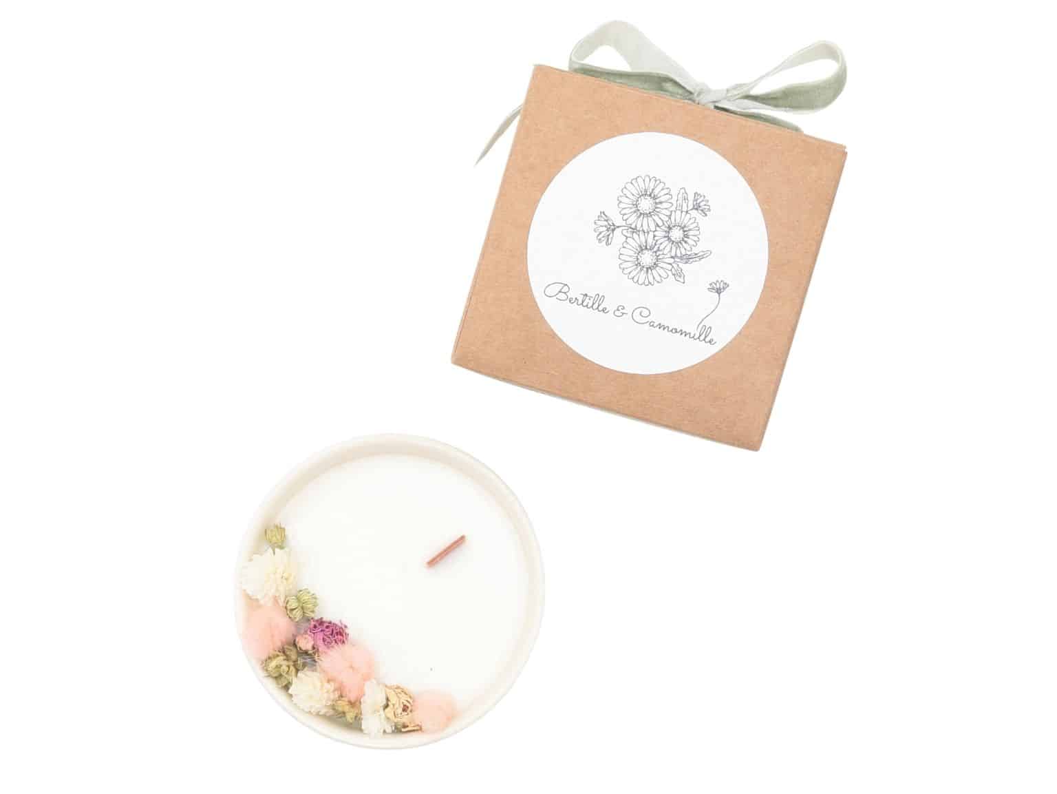 Mini Bougie Fleurs Séchées - Parfumée Rose Ancienne