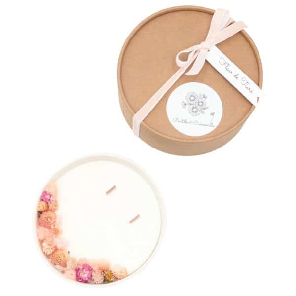 Bougie Fleurs Séchées Rose Pimprenelle - Parfumée Fleur de Tiaré