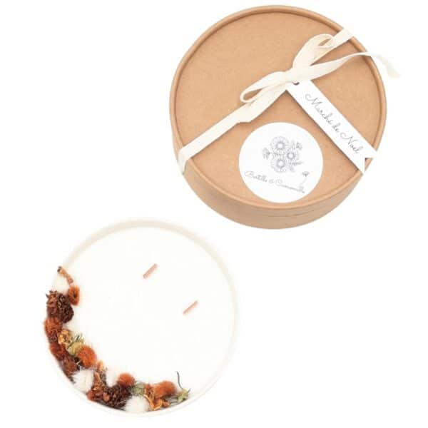 Bougie Fleurs Séchées Marché de Noël