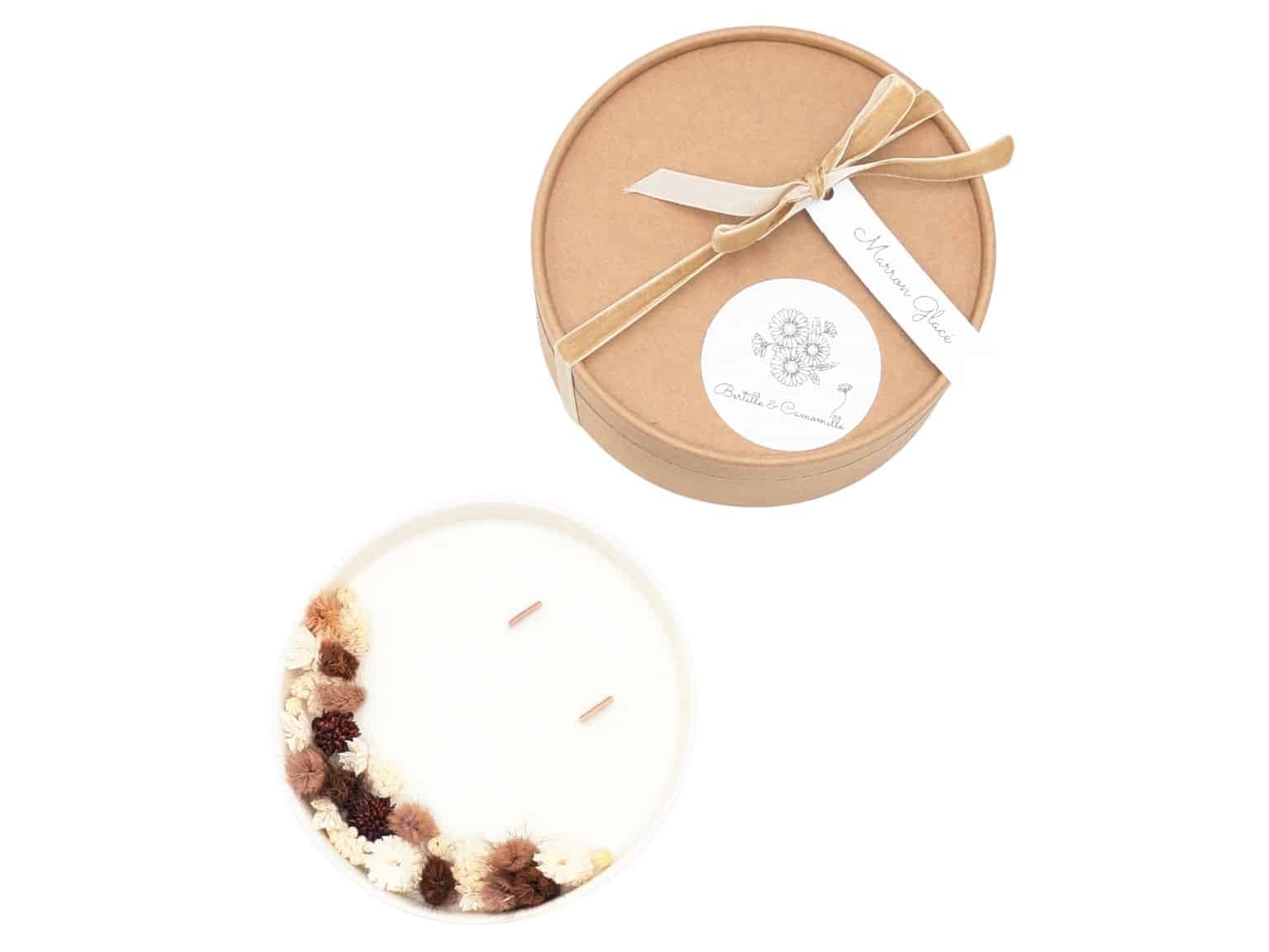 Bougie Fleurs Séchées - Parfumée Marron Glacé