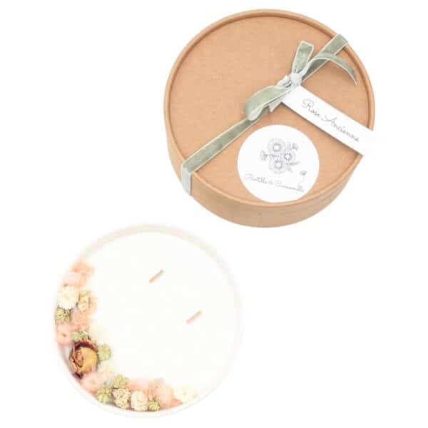 _Grande Bougie Fleurs Séchées - Rose Ancienne