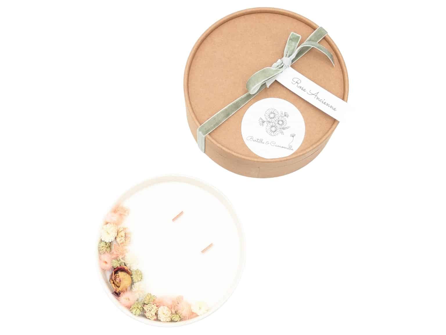 Bougie Fleurs Séchées - Parfumée Rose Ancienne