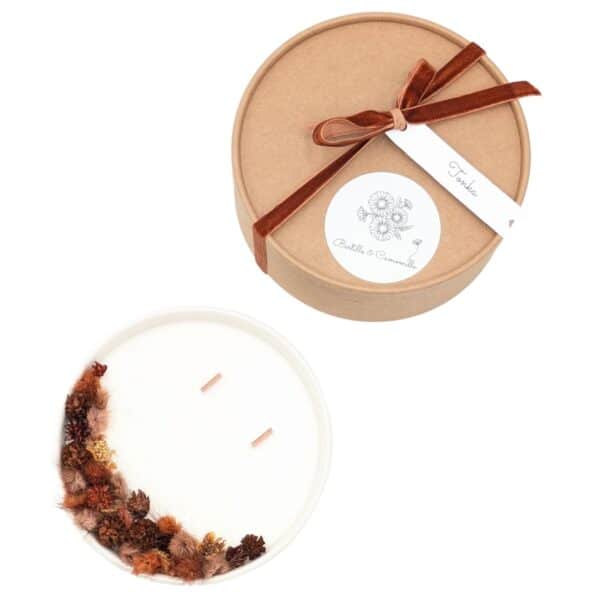 Bougie Fleurs Séchées Terracotta Carthame - Parfumée Tonka