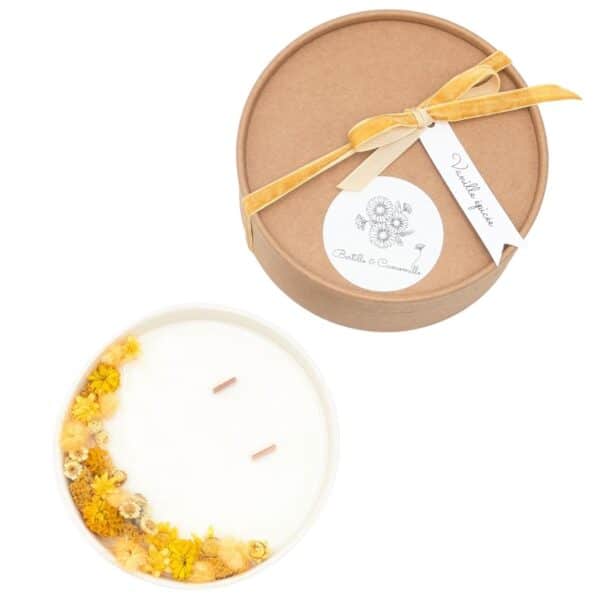 Bougie Fleurs Séchées Jaune Millepertuis - Parfumée Vanille épicée